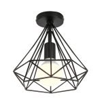 industrial ceiling light lamp vintage lighting iron cage design retro style