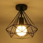 industrial ceiling light lamp vintage lighting iron cage design retro style