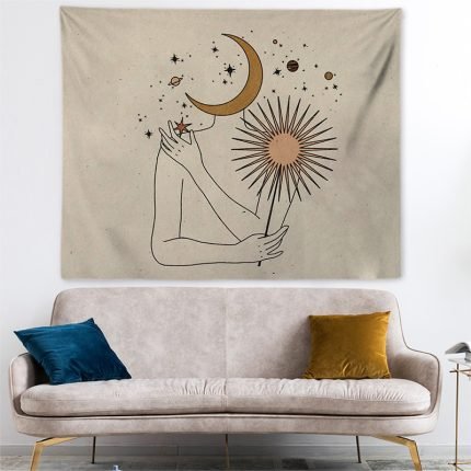 boho bohemian bedroom bedside tapestry handmade cotton woven rope home decor decoration