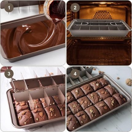 non stick pans with dividers built-in slicer 18 brownie baking tray square cakes