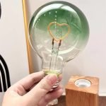lovely atmosphere led night light lamp cute wooden base home decor