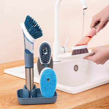 ultifunctional dish brush household kitchen sponge long handle cleaning brush