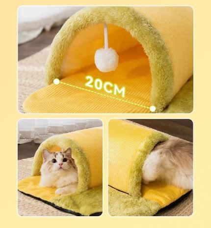 plush indoor tunnel pets cats mat toy washable interactive