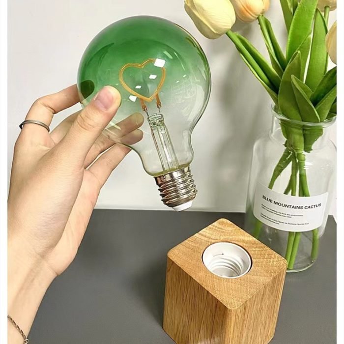 lovely atmosphere led night light lamp cute wooden base home decor