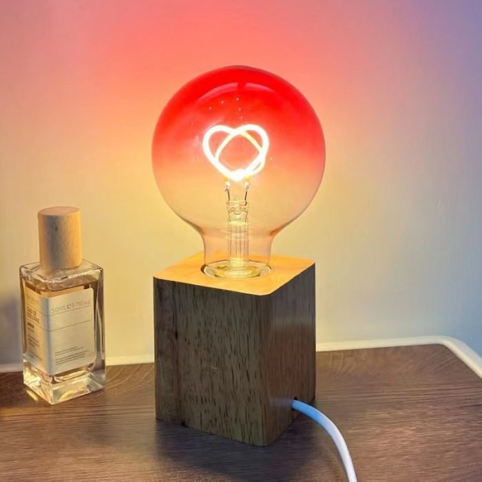 lovely atmosphere led night light lamp cute wooden base home decor