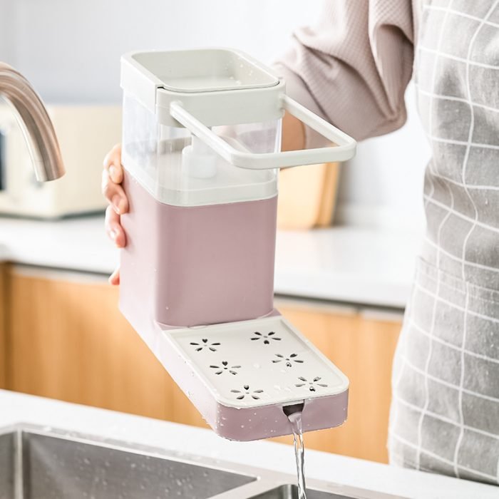 kitchen soap dispenser pump sink sponge caddy towel drain rack dish towel cleaning holder