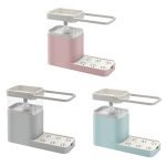 kitchen soap dispenser pump sink sponge caddy towel drain rack dish towel cleaning holder