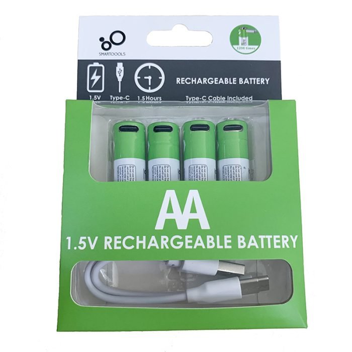high capacity 2600mwh aa rechargeable batteries fast usb type-c charging 1200 cycles