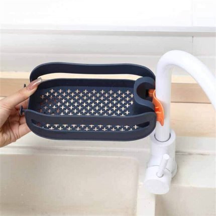 adjustable 2-in-1 sink organizer sponge holder kitchen bathroom faucets