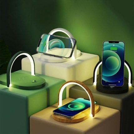 led night light lamp wireless charger station phone stand fast charging