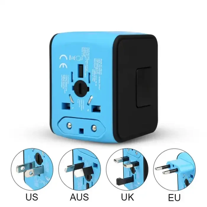 universal international travel adapter 5 in 1 power plug with usb-c usb-a ports covers 200 countries