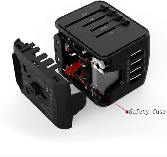 universal international travel adapter 5 in 1 power plug with usb-c usb-a ports covers 200 countries