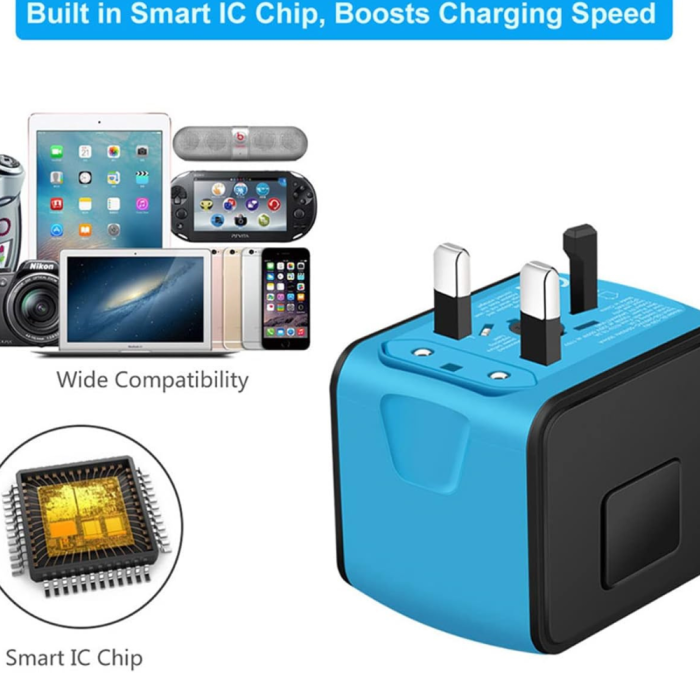 universal international travel adapter 5 in 1 power plug with usb-c usb-a ports covers 200 countries