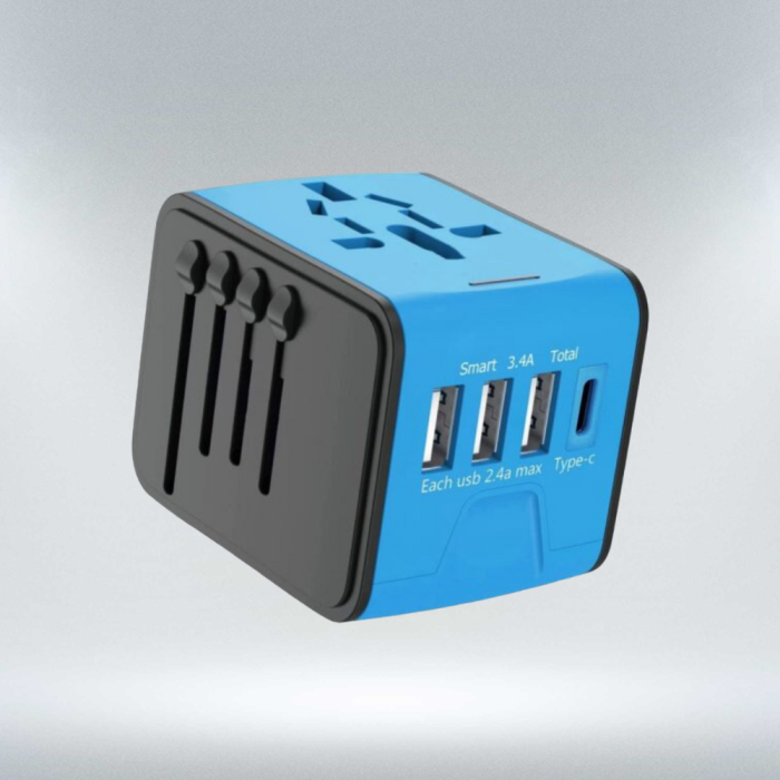 universal international travel adapter 5 in 1 power plug with usb-c usb-a ports covers 200 countries