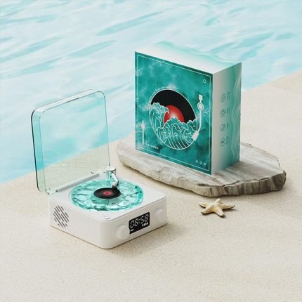 high-quality audio bluetooth waves vinyl player with white noise ambient lighting lamp effect