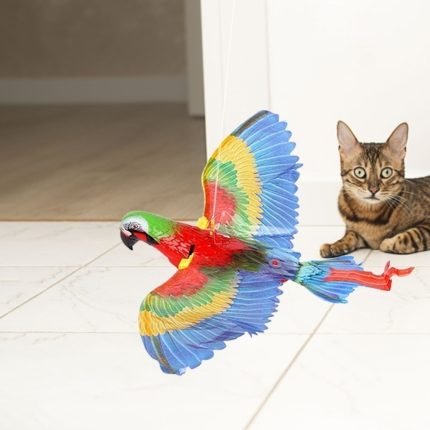 realistic interactive bird cat toy with sound and light features