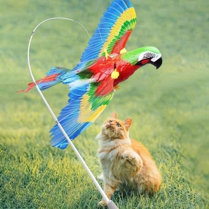 realistic interactive bird cat toy with sound and light features