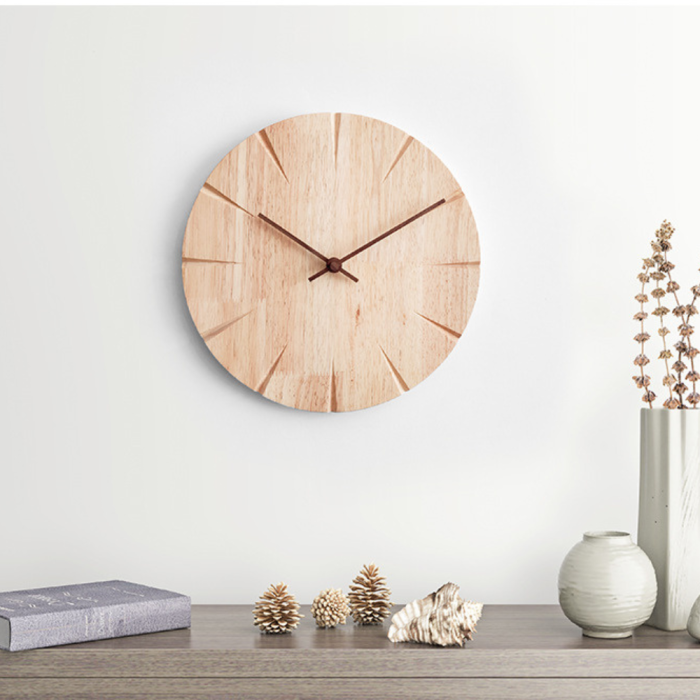 silent modern solid wooden wall clock home decor living room