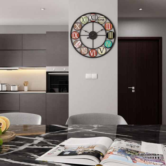 wrought iron metal silent wall clock european style retro living room home decor