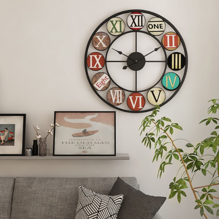 wrought iron metal silent wall clock european style retro living room home decor