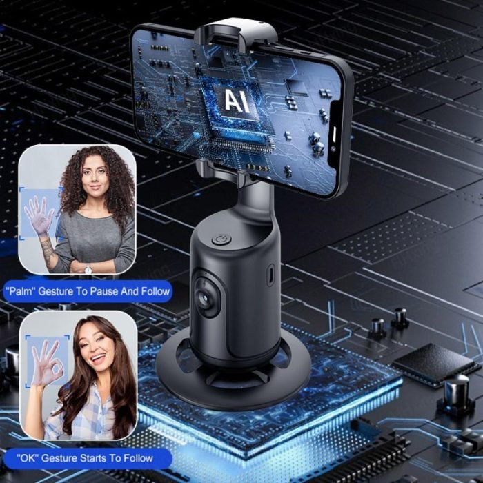 mini ai-powered 360 smart tracking phone holder stabilizer