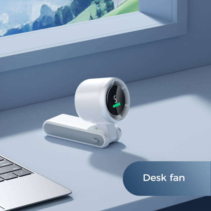 v705 turbo portable neck desktop cooling fan compact design 5-speed 3600mah