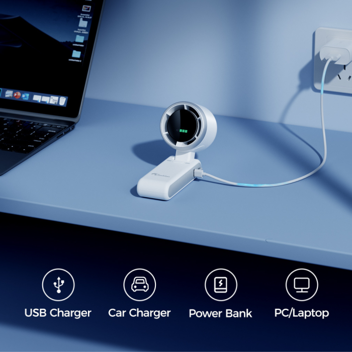 v705 turbo portable neck desktop cooling fan compact design 5-speed 3600mah